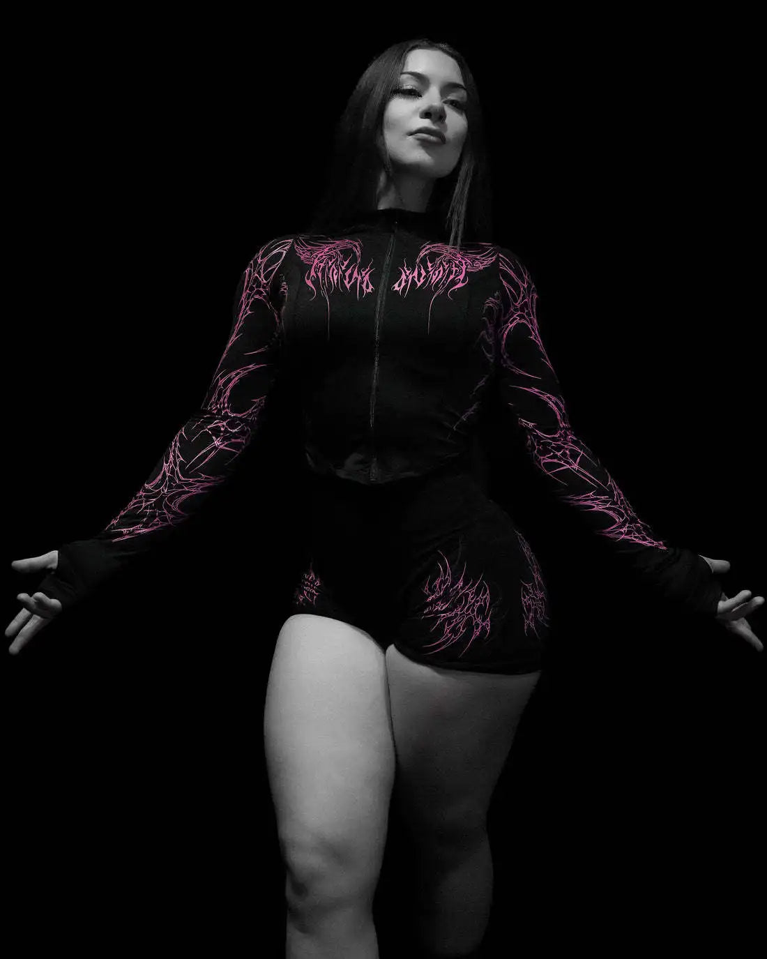 Veste courte de sport zippée Breathedivinity — Noir et rose