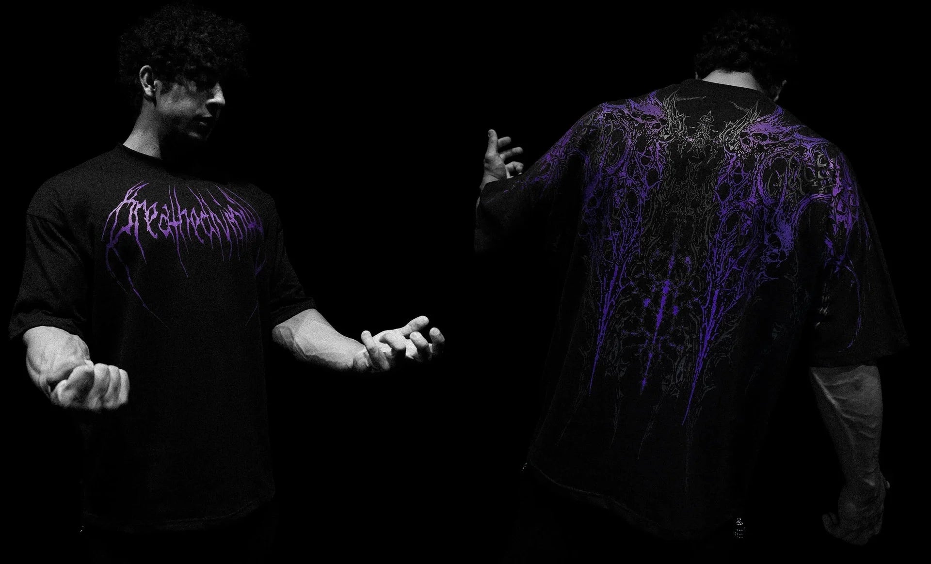 T-shirt oversize homme Necromancer, style anime pour la musculation et la ville.