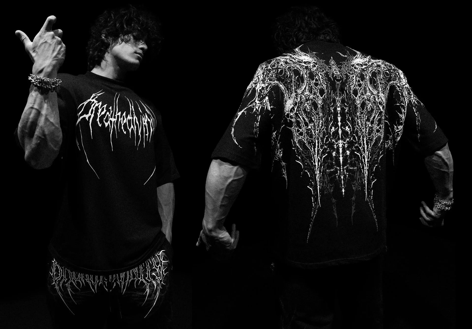 T-shirt oversize homme Necromancer, design streetwear pour la salle de sport.
