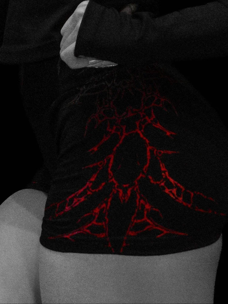 Short de sport femme à motif ramifié Breathedivinity — Noir et rouge
