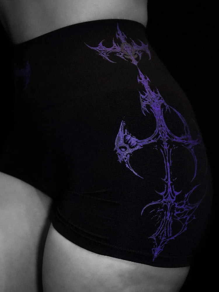 Short de sport femme à motifs graphiques Breathedivinity — Noir et violet