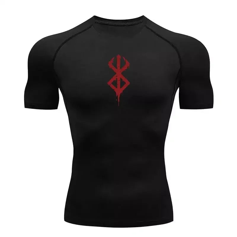 T-shirt de compression homme Berserk Guts, coloris noir, coupe seconde peau.