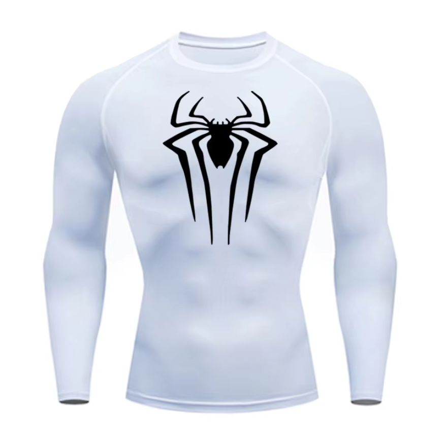 Camiseta de compresion de manga larga Spiderman para hombre, ajuste segunda piel para entrenar.