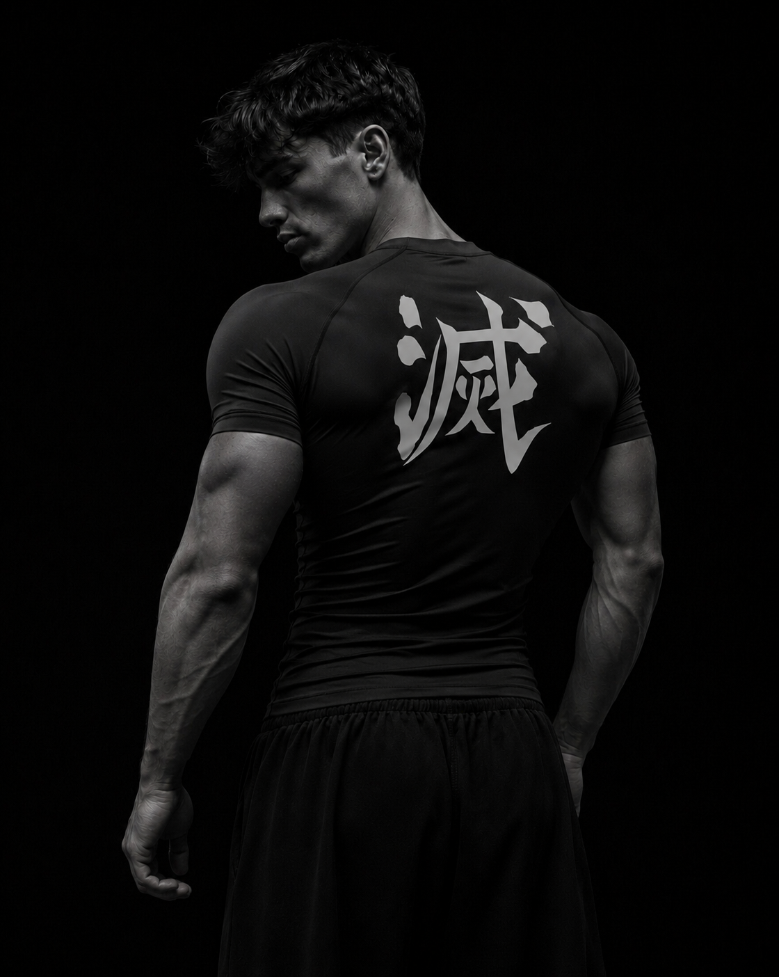 T-shirt de compression homme Demon Slayer, coupe seconde peau pour la musculation.
