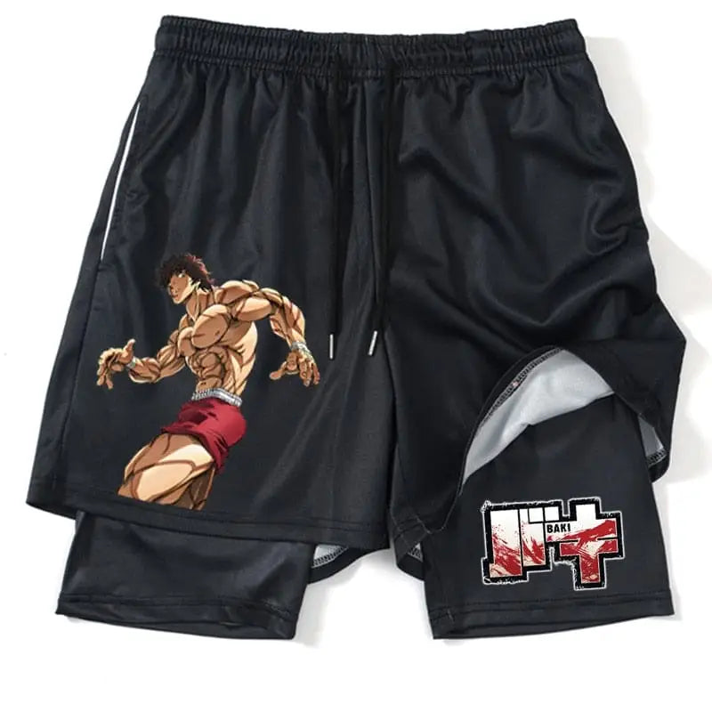 Pantalon corto deportivo Hanma Baki para hombre, color negro, corte ligero para entrenar.