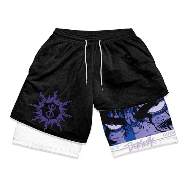 Pantalon corto deportivo hombre Berserk, color negro, tejido transpirable para entrenar.