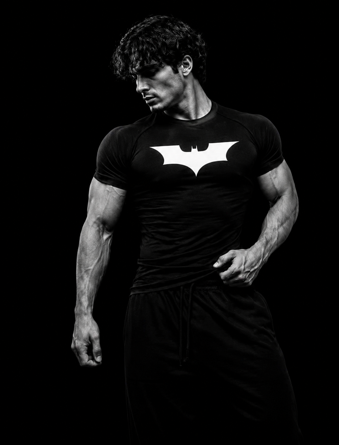 T-shirt de compression homme Batman, coupe seconde peau pour la musculation.