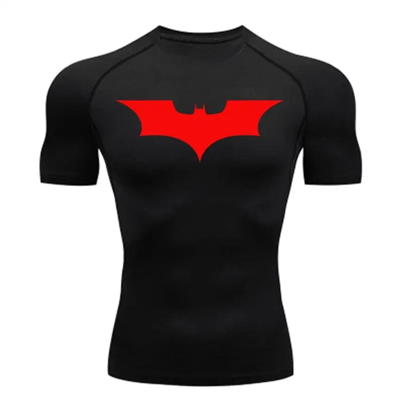 Men's Batman compression t-shirt, stretchy fabric for training.