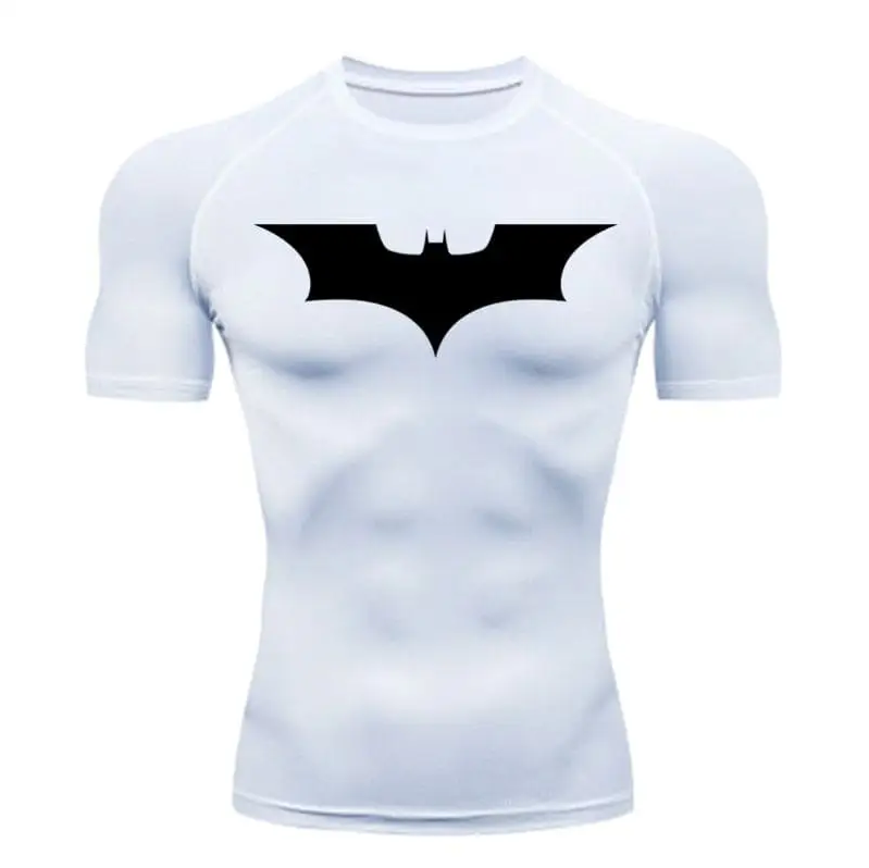 Men's Batman compression t-shirt, fitted cut for strength training.