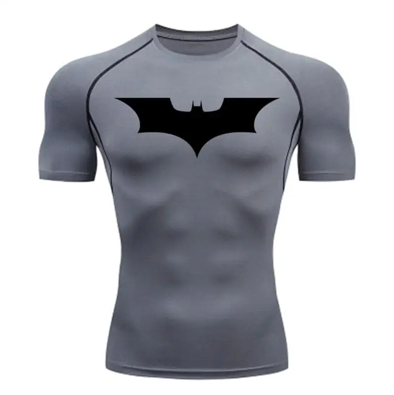 Men's Batman compression t-shirt, tight fit for fitness.
