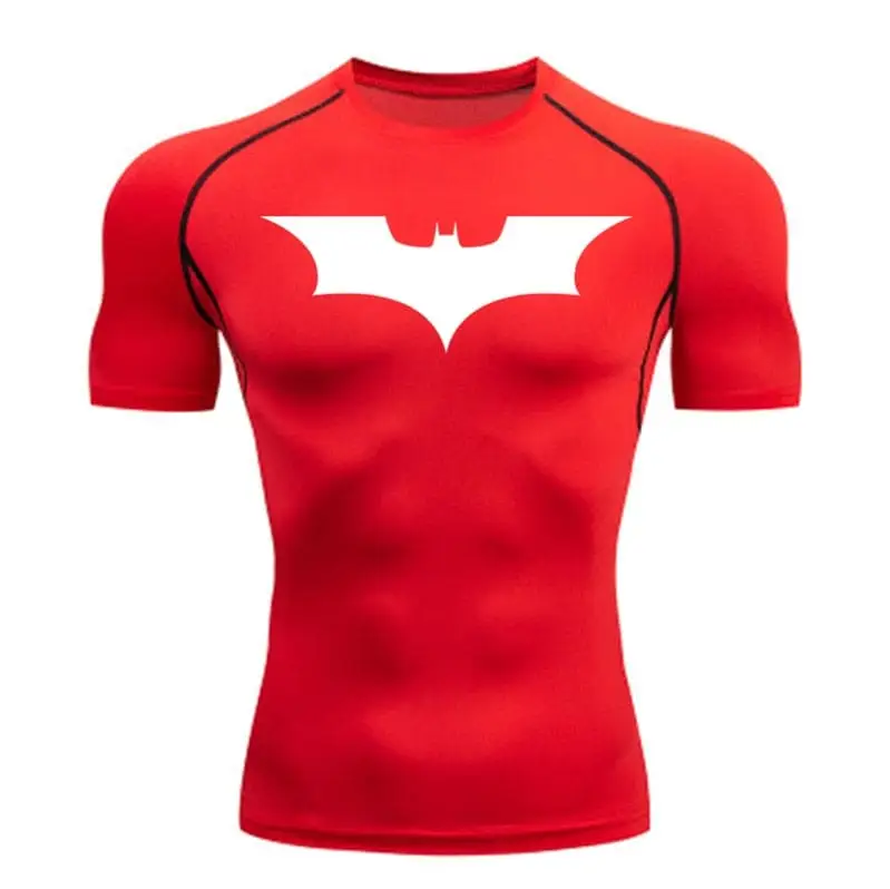 Men's Batman compression t-shirt, second-skin fit for strength training.