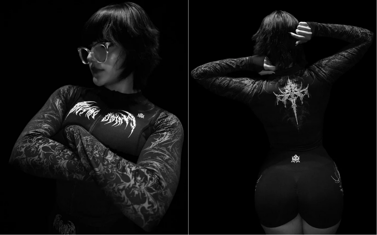 Veste courte de sport zippée à motifs Breathedivinity — Noir et blanc — manches grises