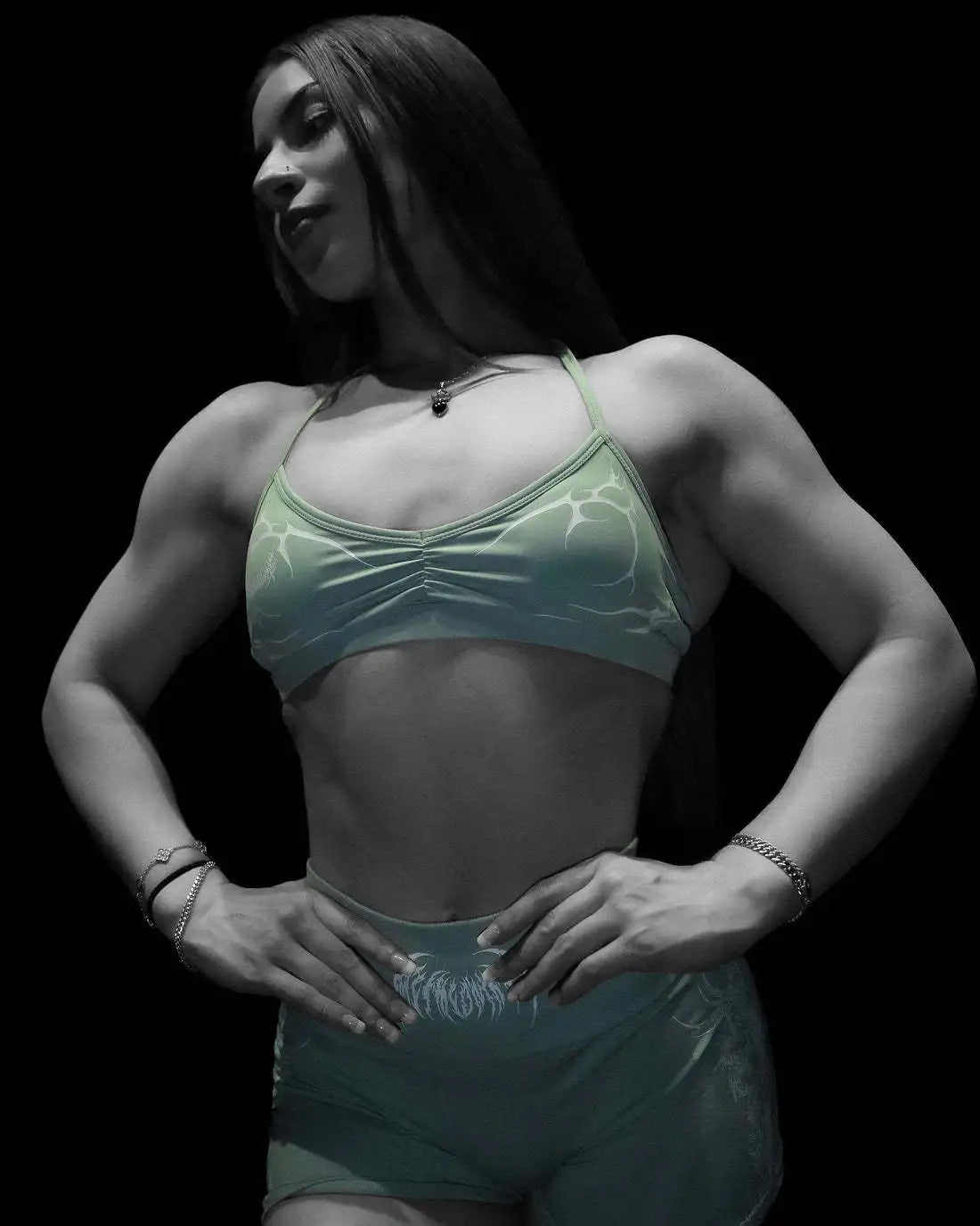Brassière à bretelles Cursemark Breathedivinity — Vert menthe et blanc