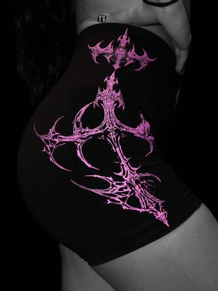 Short de sport femme à motifs graphiques Breathedivinity — Noir et rose