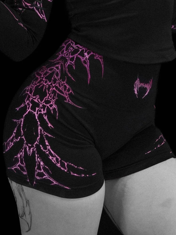 Short de sport femme à motif ramifié Breathedivinity — Noir et rose