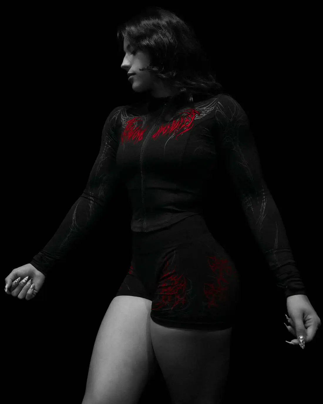 Veste courte de sport zippée Breathedivinity — Noir et rouge