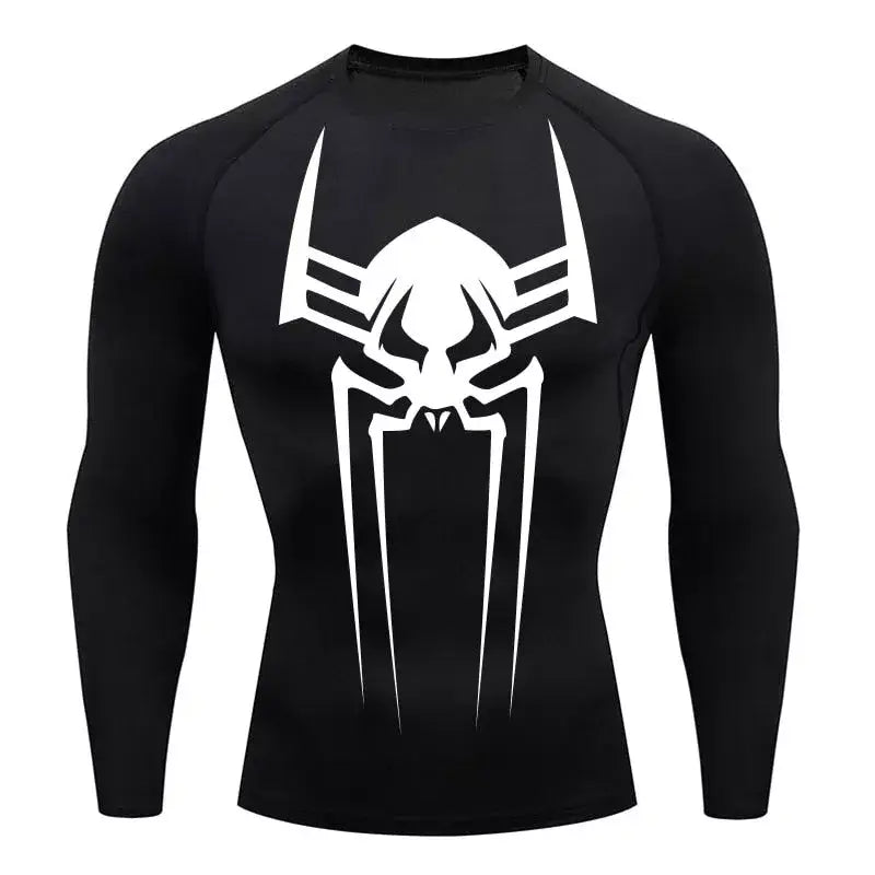 Camiseta de compresion de manga larga para hombre Spiderman 2099, negro, ajuste segunda piel para el deporte.