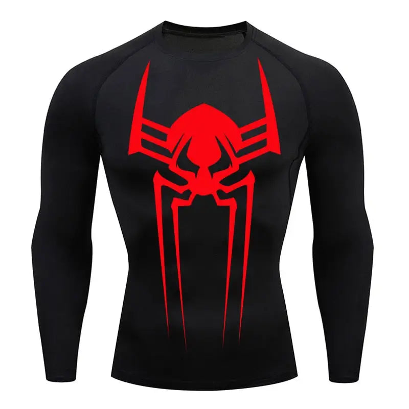 Camiseta de compresion de manga larga para hombre Spiderman 2099, negro, malla elastica para entrenar.