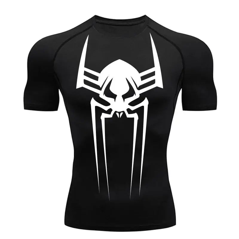 Camiseta de compresion para hombre Spiderman 2099, negro, malla transpirable para entrenar.