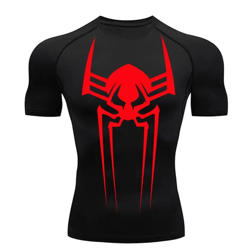 Camiseta de compresion para hombre Spiderman 2099, negro, tejido transpirable para deporte.
