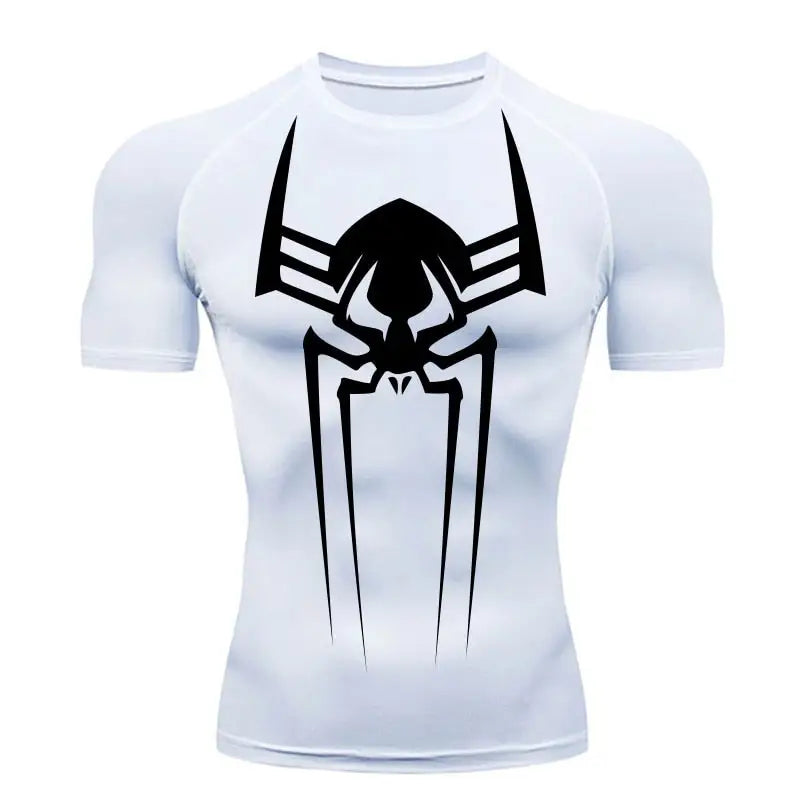 Camiseta de compresion para hombre Spiderman 2099, blanco, ajuste segunda piel para entrenar.