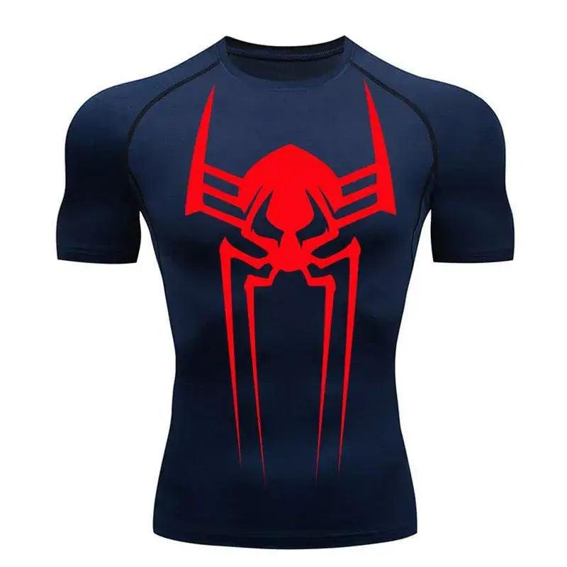 Camiseta de compresion para hombre Spiderman 2099, azul, tejido transpirable para deporte.