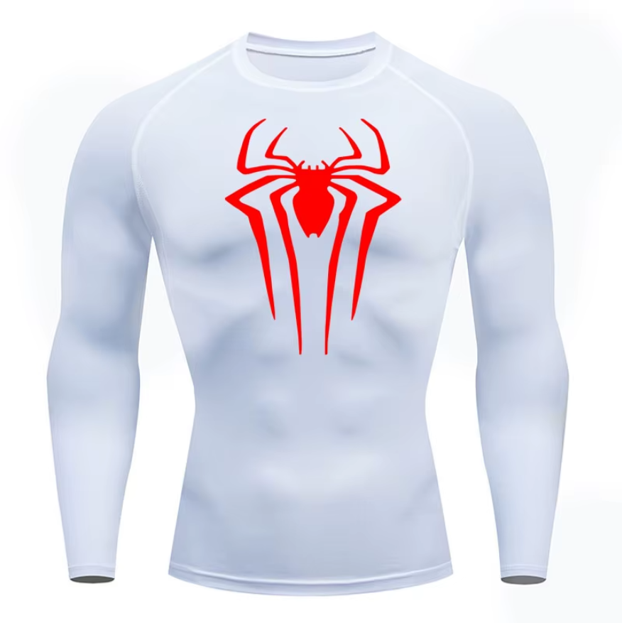 Camiseta de compresion de manga larga Spiderman para hombre, malla dry-fit para musculacion.