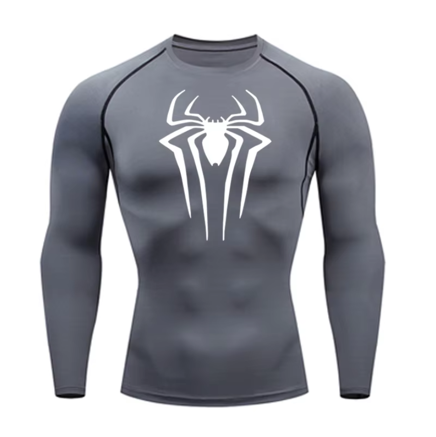 Camiseta de compresion de manga larga Spiderman para hombre, ajuste cenido para entrenar.
