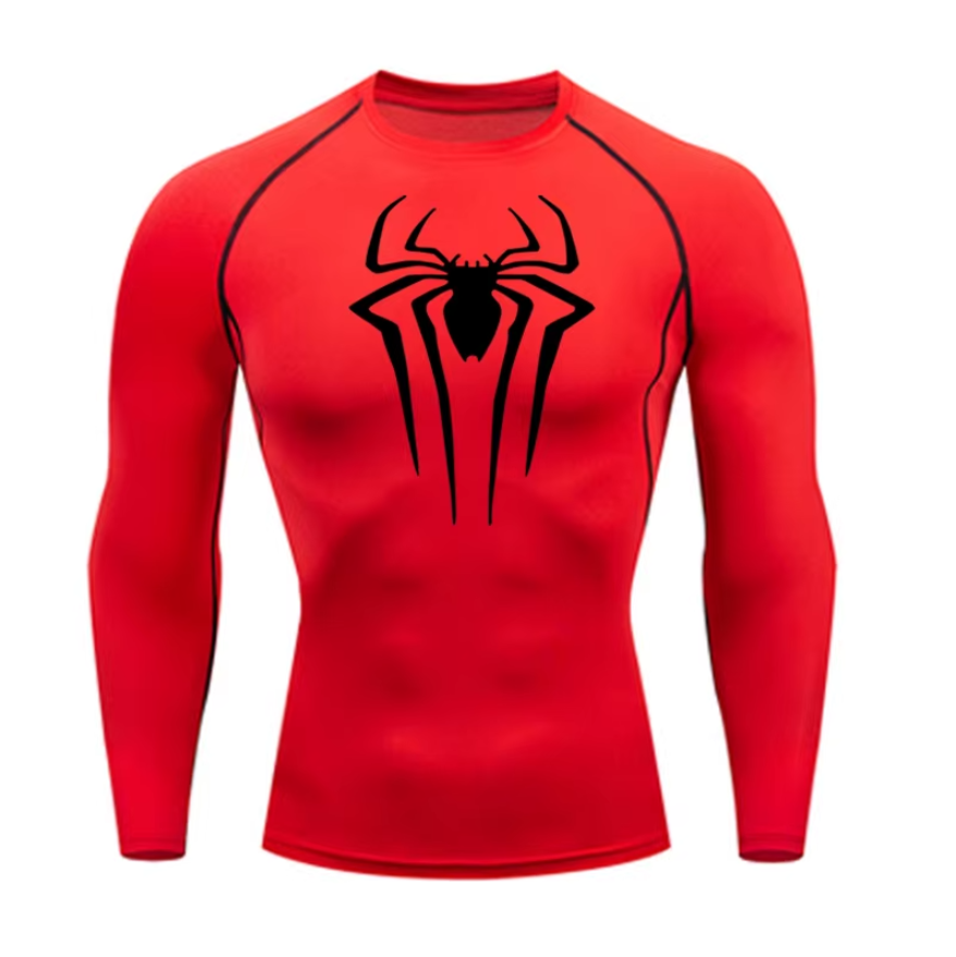 Camiseta de compresion de manga larga Spiderman para hombre, ajuste segunda piel transpirable.