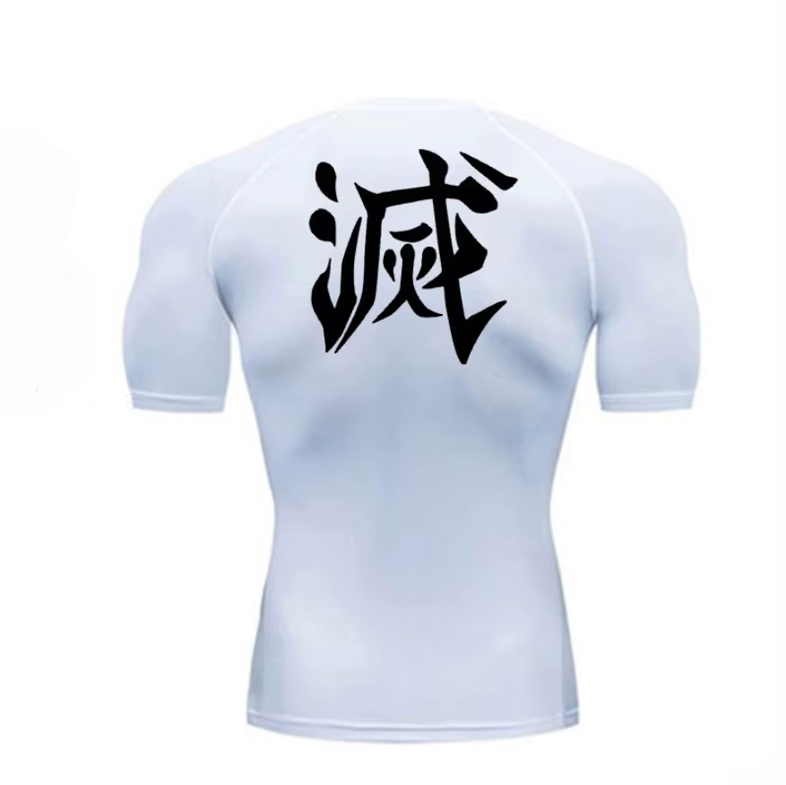 T-shirt de compression homme Demon Slayer, tissu respirant pour l entrainement.