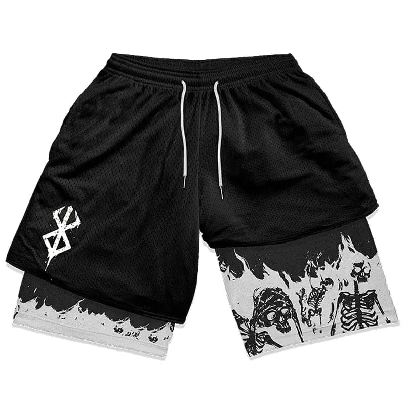 Short de sport homme Berserk, coloris noir, tissu respirant pour l entrainement.