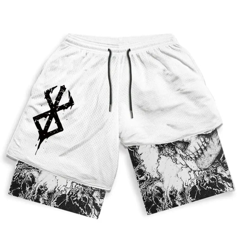 Short de sport homme Berserk, coloris blanc, tissu respirant pour l entrainement.