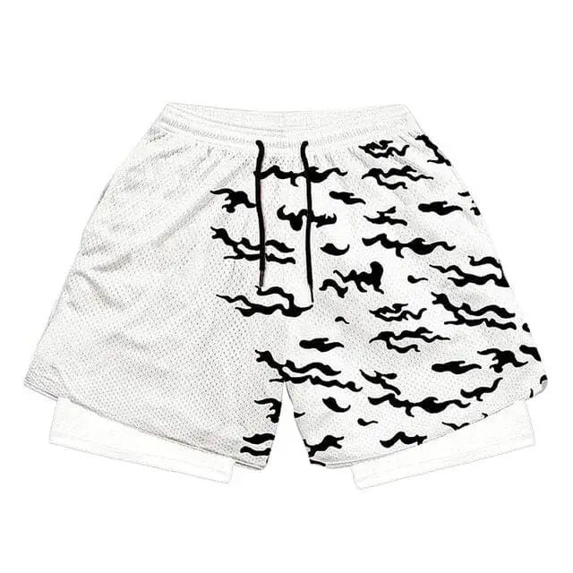 Pantalon corto deportivo Naruto para hombre en blanco, corte ligero y comodo.