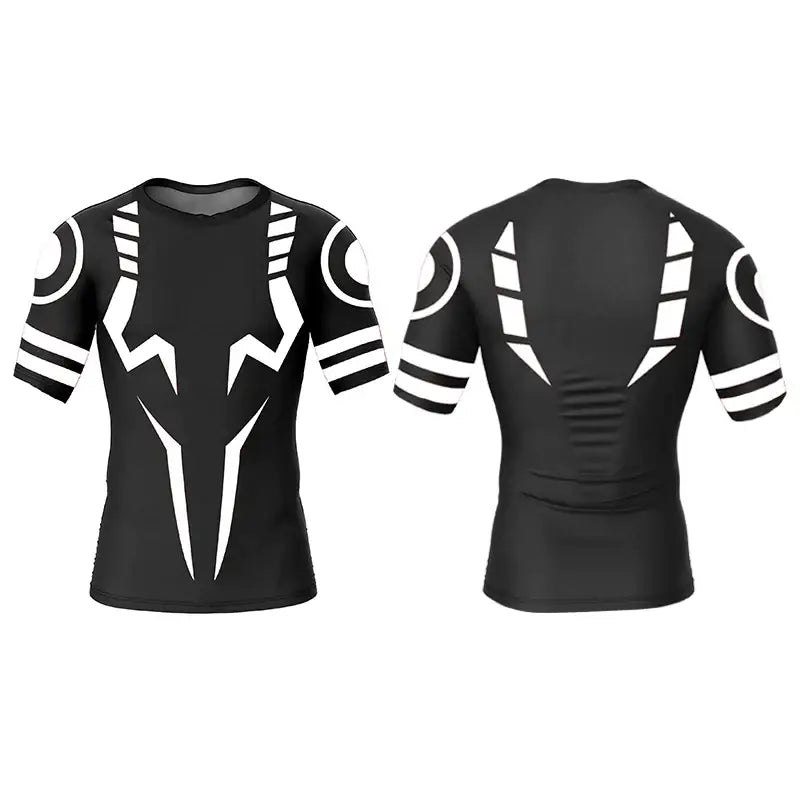Camiseta de compresion para hombre Jujutsu Kaisen, color negro, ajuste segunda piel.
