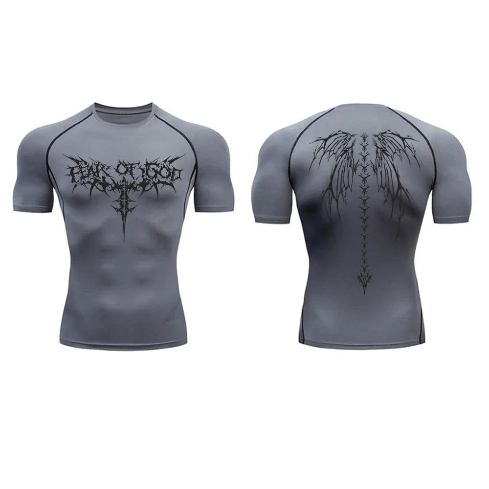 T-shirt de compression homme Fear Of God, coloris gris, coupe seconde peau pour l entrainement.