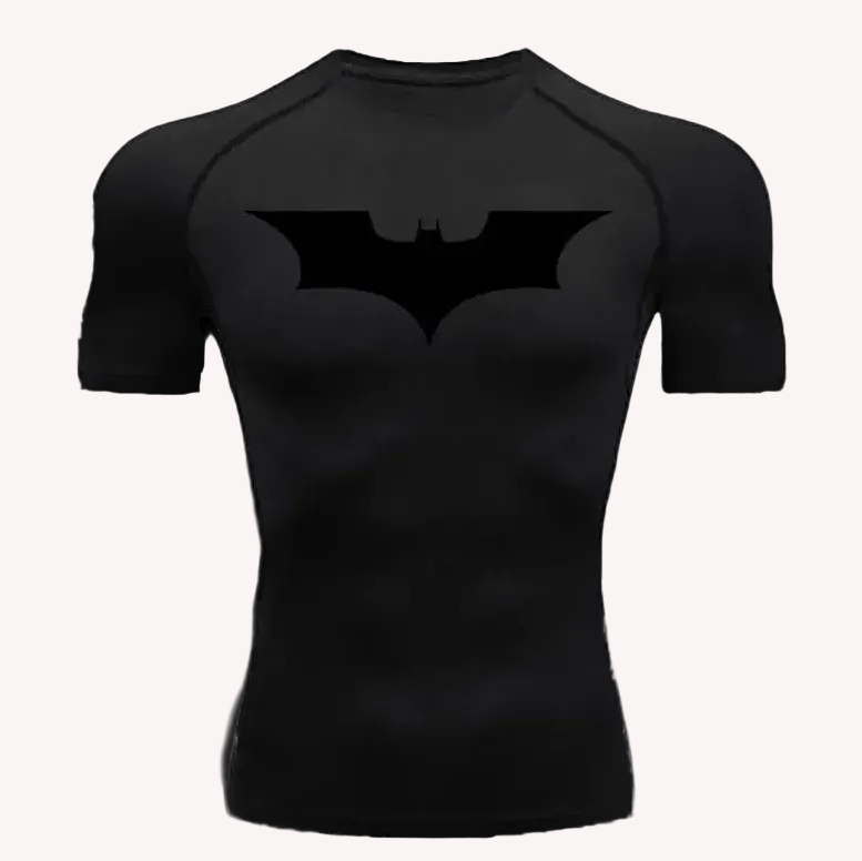 T-shirt de compression homme Batman, maille dry-fit respirante pour le sport.