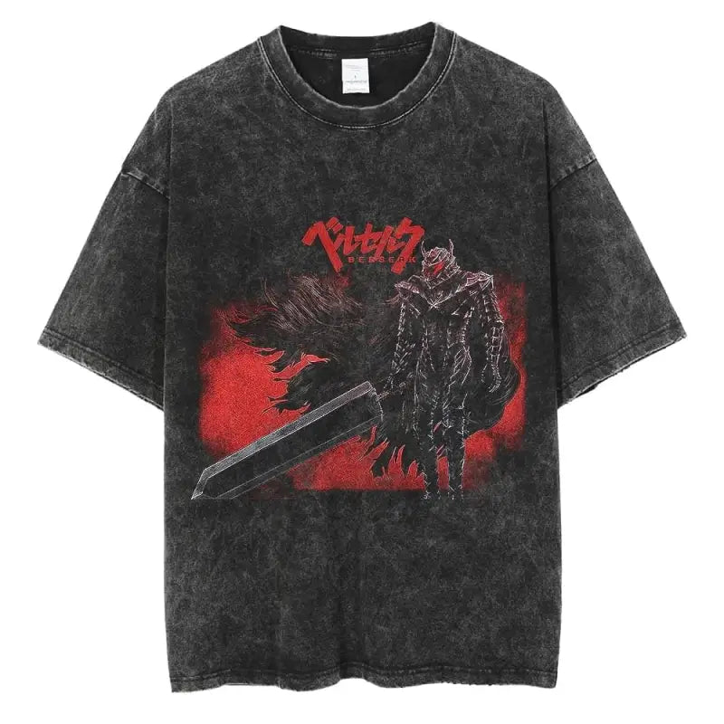 T-shirt oversize homme Berserk Guts, coupe ample streetwear pour la salle.