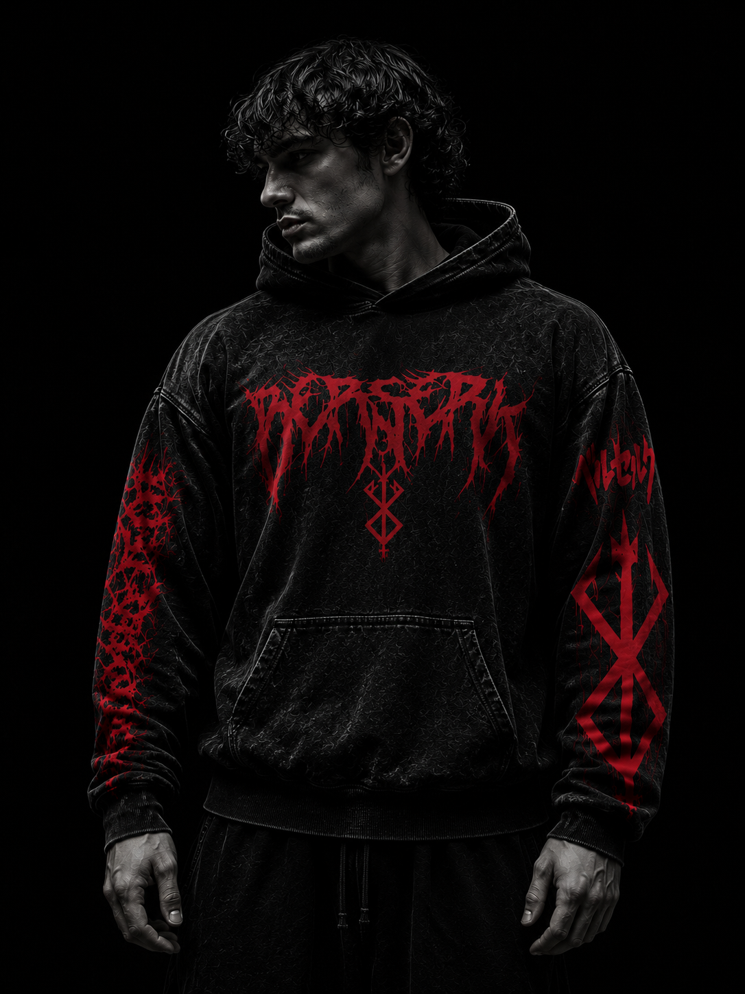 Hoodie homme Berserk Guts, coupe confortable en maille douce pour la musculation.