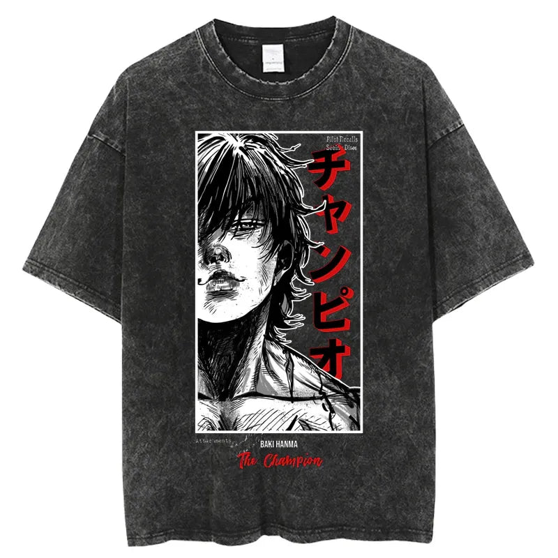 T-shirt oversize homme Baki Hanma, maille respirante pour l entrainement.