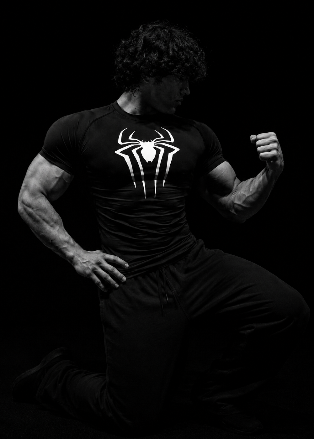 T-shirt de compression homme Spiderman, maille dry-fit pour la musculation.