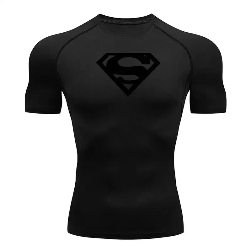 Black superman compression shirt on sale